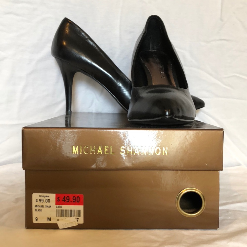 Michael Shannon Catie black leather heels.